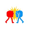 Fists hit each other. Fists fight. Concept of enmity and fight symbol Royalty Free Stock Photo