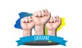 Fists raised up banner about the unity of the Ukrainian people Royalty Free Stock Photo