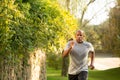 Fit African American man running. Royalty Free Stock Photo