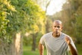 Fit African American man running. Royalty Free Stock Photo