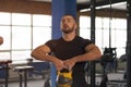 Fit And Concentrated Young Man Training With Kettlebell in Gym. Royalty Free Stock Photo