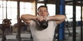 Fit And Concentrated Young Man Training With Kettlebell in Gym. Royalty Free Stock Photo
