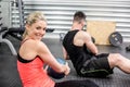 Fit couple doing abdominal ball exercise Royalty Free Stock Photo