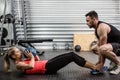 Fit couple doing abdominal ball exercise Royalty Free Stock Photo