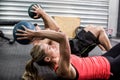 Fit couple doing abdominal ball exercise Royalty Free Stock Photo