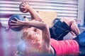 Fit couple doing abdominal ball exercise Royalty Free Stock Photo