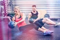 Fit couple doing abdominal ball exercise Royalty Free Stock Photo