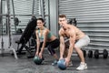 Fit couple doing ball exercise Royalty Free Stock Photo