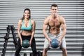 Fit couple doing ball exercise Royalty Free Stock Photo