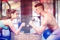 Fit couple lifting dumbbells Royalty Free Stock Photo