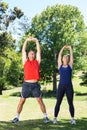 Fit couple stretching in the park Royalty Free Stock Photo