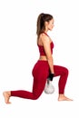 Fit female doing intense core workout with kettlebells - Image Royalty Free Stock Photo