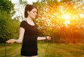 Fit girl jumping rope. Royalty Free Stock Photo