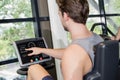 Fit man doing exercise bike Royalty Free Stock Photo