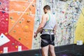 Fit man getting ready to rock climb Royalty Free Stock Photo