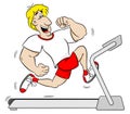 Fit man jogging on a treadmill