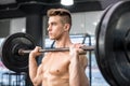 Fit man lifting barbell Royalty Free Stock Photo