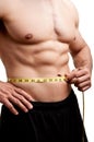 Fit Man Measuring His Waist Royalty Free Stock Photo