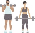 Fit man and woman training with barbell in gym. fitness workout Royalty Free Stock Photo