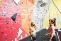 Fit people getting ready to rock climb Royalty Free Stock Photo