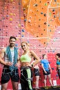 Fit people getting ready to rock climb Royalty Free Stock Photo