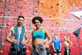 Fit people getting ready to rock climb Royalty Free Stock Photo