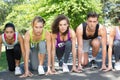 Fit people running race in park Royalty Free Stock Photo