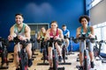 Fit people in a spin class Royalty Free Stock Photo