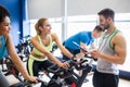 Fit people in a spin class Royalty Free Stock Photo