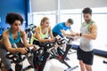 Fit people in a spin class Royalty Free Stock Photo