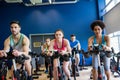 Fit people in a spin class Royalty Free Stock Photo