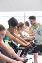 Fit people in a spin class Royalty Free Stock Photo