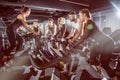 Fit people working out at spinning class in the gym. Royalty Free Stock Photo