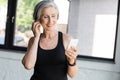 fit senior woman in black tank Royalty Free Stock Photo