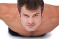 Fit shirtless man doing push ups Royalty Free Stock Photo