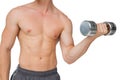 Fit shirtless man lifting dumbbell Royalty Free Stock Photo