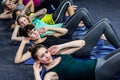 Fit smiling group working abs Royalty Free Stock Photo