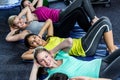 Fit smiling group working abs Royalty Free Stock Photo