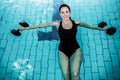 Fit smiling woman doing aqua aerobics Royalty Free Stock Photo