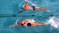 Fit swimmers racing in the swimming pool