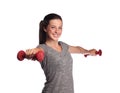 Fit teenager lifting weights