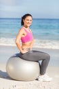 Fit woman doing fitness on exercise ball Royalty Free Stock Photo