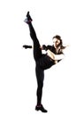 Fit woman doing a high kick