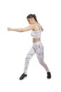 Fit Woman In a Fighting Stance Punching Royalty Free Stock Photo