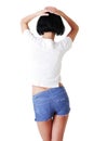 Fit woman in jeans shorts Royalty Free Stock Photo