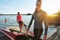 Fit woman with a kayak Royalty Free Stock Photo