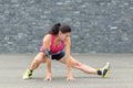 Fit woman listening to music while exercising Royalty Free Stock Photo