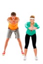 Fit woman and man making sport exercise