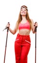 Fit woman promoting healthy lifestyle. Royalty Free Stock Photo