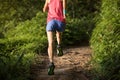 woman trail runner running in morning forest Royalty Free Stock Photo